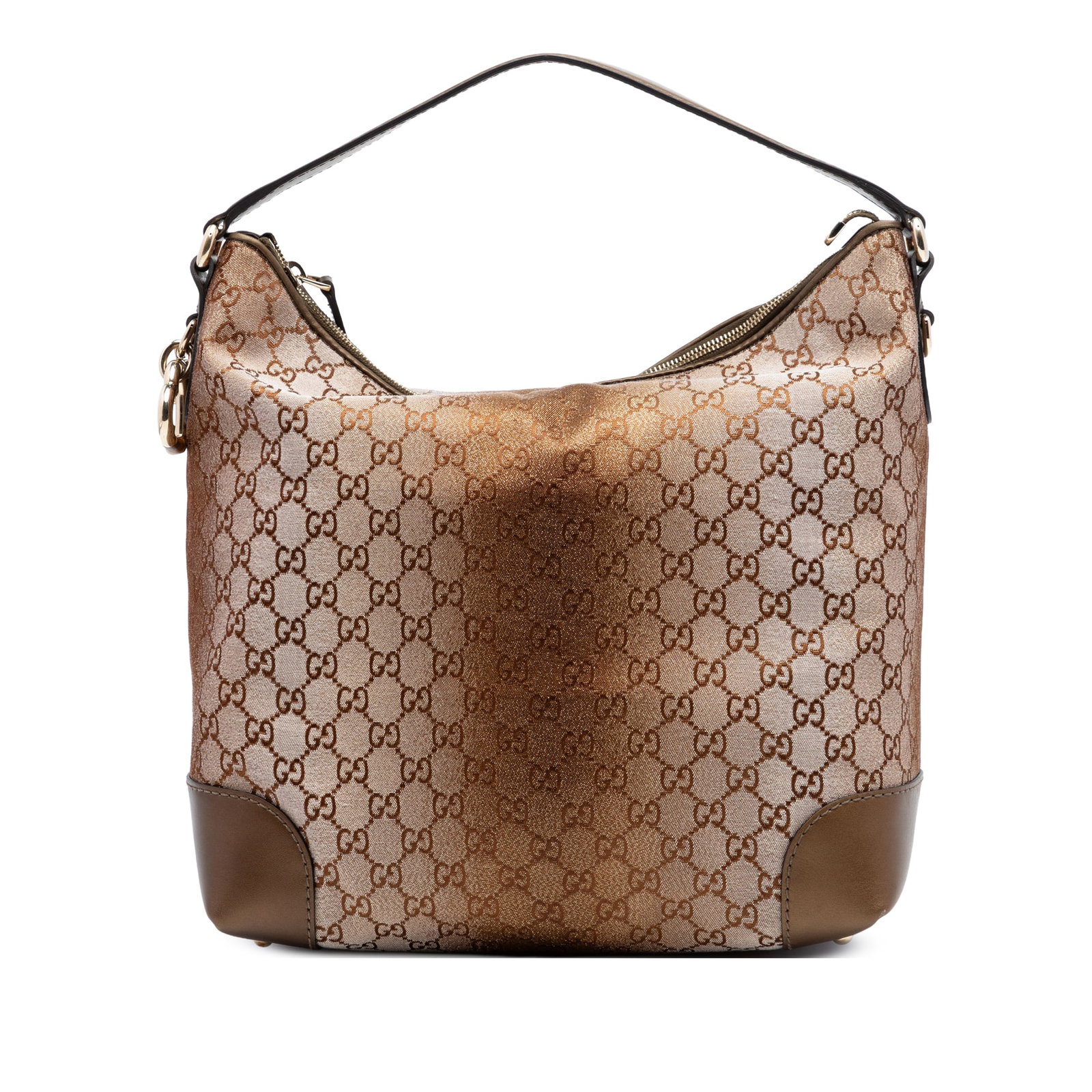 Gucci GG Lurex Heart Bit Canvas Shoulder Bag Brown (1 of 6)