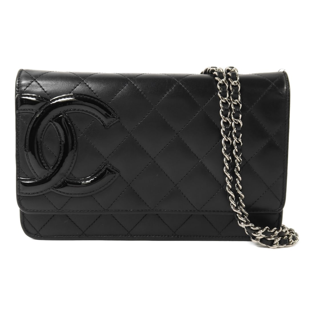 CHANEL Wallet on Chain Shoulder Bag Black Calfskin CC SHW: CHANEL Wallet on Chain Shoulder Bag Black Calfskin CC SHW CHANEL CC SHW Wallet on Chain Shoulder Bag in black calfskin (cowhide). This Wallet on Chain features a shoulder bag design, black x black col