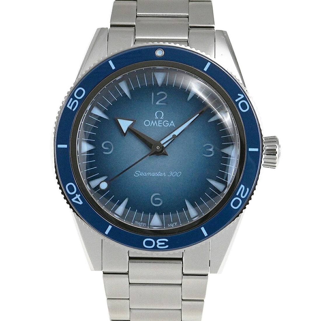 OMEGA 234.30.41.21.03.002 Seamaster 300 41mm Mens Stainless Steel Watch: OMEGA 234.30.41.21.03.002 Seamaster 300 41mm Mens Stainless Steel Watch OMEGA Seamaster 300 Master Chronometer men's wristwatch, model 234.30.41.21.03.002, in pre-owned USED AB condition. It features 