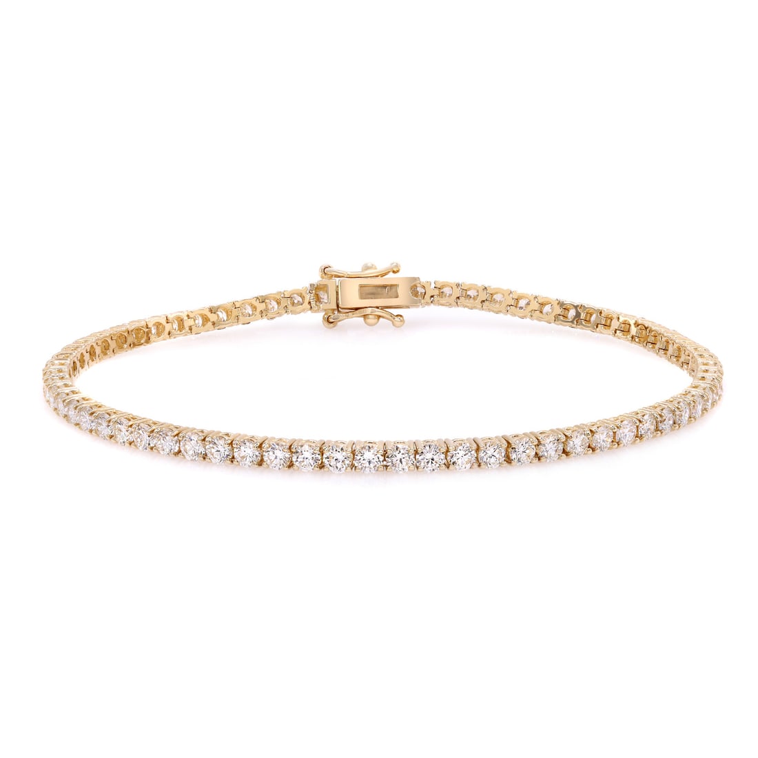 Rachel Koen 14K Yellow Gold Diamond Tennis Bracelet 3.40ct 67 Diamonds 7 Inch: Rachel Koen 14K Yellow Gold Diamond Tennis Bracelet 3.40ct 67 Diamonds 7 Inch This stunning tennis bracelet by Rachel Koen showcases the exquisite brilliance of 67 round brilliant cut diamonds, totali