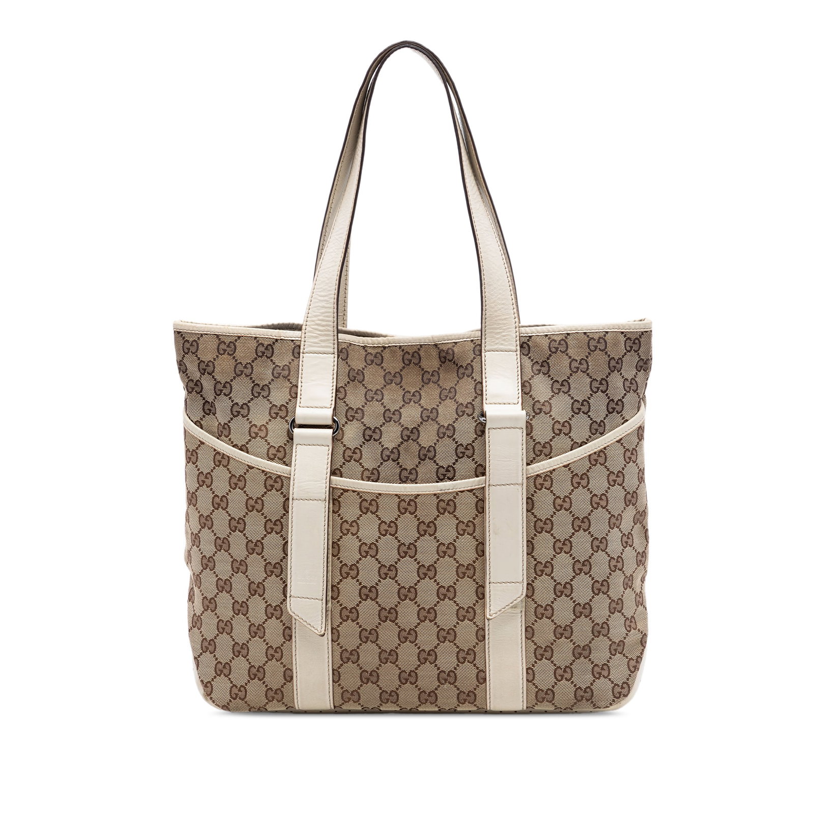 Gucci GG Canvas Tote Bag Beige Fabric with Leather Trim (1 of 6)