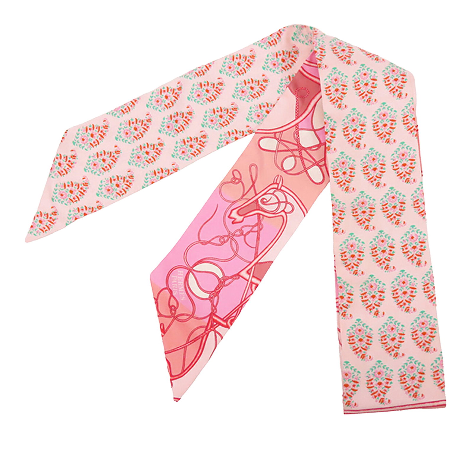 Hermes Pink Silk Twilly Coup de Fouet Au Bloc Scarf (1 of 13)