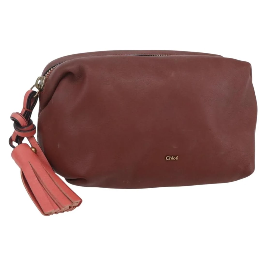 Chloe Brown Leather Zip Clutch Pouch for Women: Chloe Brown Leather Zip Clutch Pouch for Women This pre-owned Chloe Zip Clutch is crafted from brown leather and designed for women. It features a zip closure and compact dimensions, making it suitabl