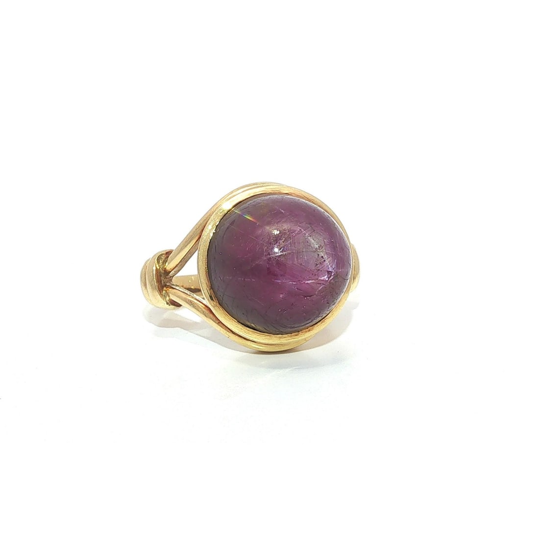 14k Yellow Gold Star Ruby Cocktail Ring Size 7 Bezel Set (1 of 13)