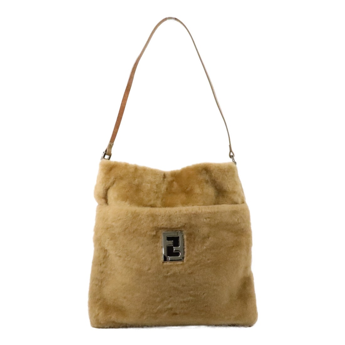 FENDI Beige Wool Shoulder Bag with SHW: FENDI Beige Wool Shoulder Bag with SHW FENDI SHW shoulder bag in beige wool, presented in very good AB condition. It features a shoulder strap with a 60 cm drop, a magnetic pocket, one open outside po