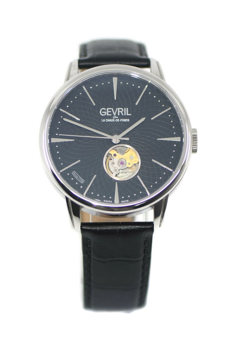 Gevril Mulberry 9600 Stainless Steel Watch with Leather Band: Gevril Mulberry 9600 Stainless Steel Watch with Leather Band Introducing the Gevril Mulberry Stainless Steel Watch, a perfect blend of elegance and functionality. This exquisite wristwatch features a 
