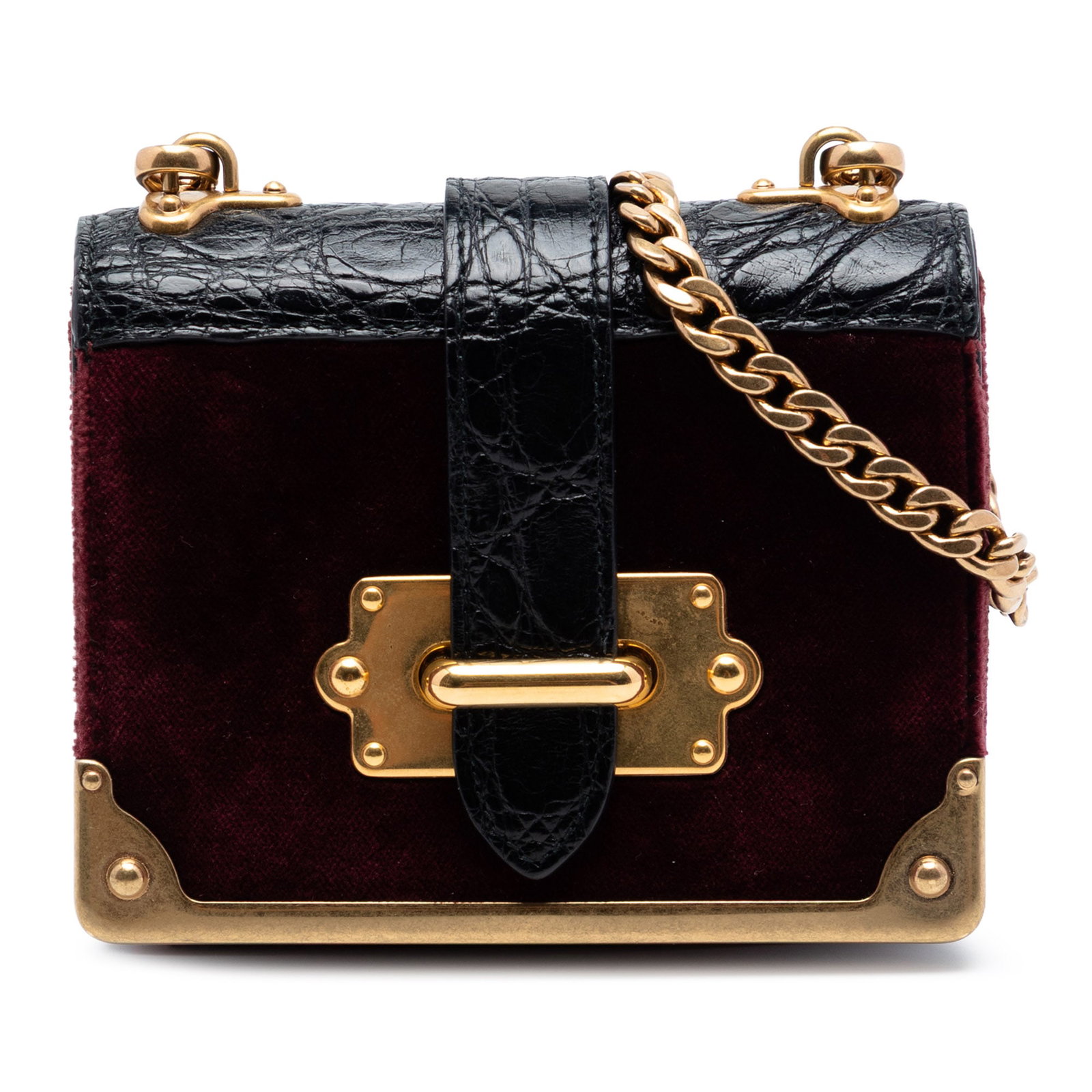 Prada Cahier Velvet Crossbody with Croc Embossed Leather Trim (1 of 6)