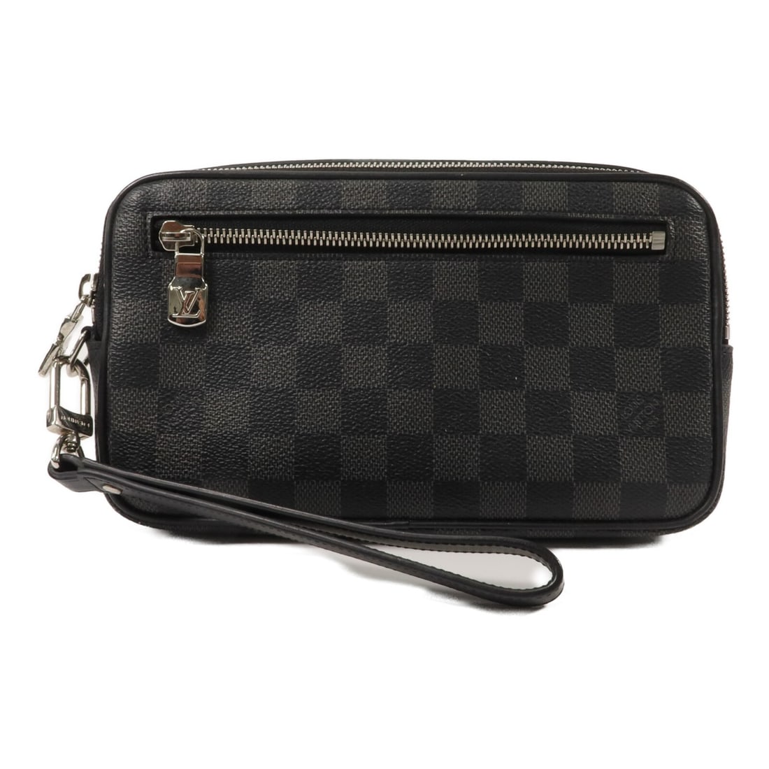 Louis Vuitton Pochette Kasai N41664 mens clutch in black Damier canvas: Louis Vuitton Pochette Kasai N41664 mens clutch in black Damier canvas Louis Vuitton Pochette Kasai clutch bag in black Damier and PVC coated canvas, model N41664. This mens regular-size bag is made i