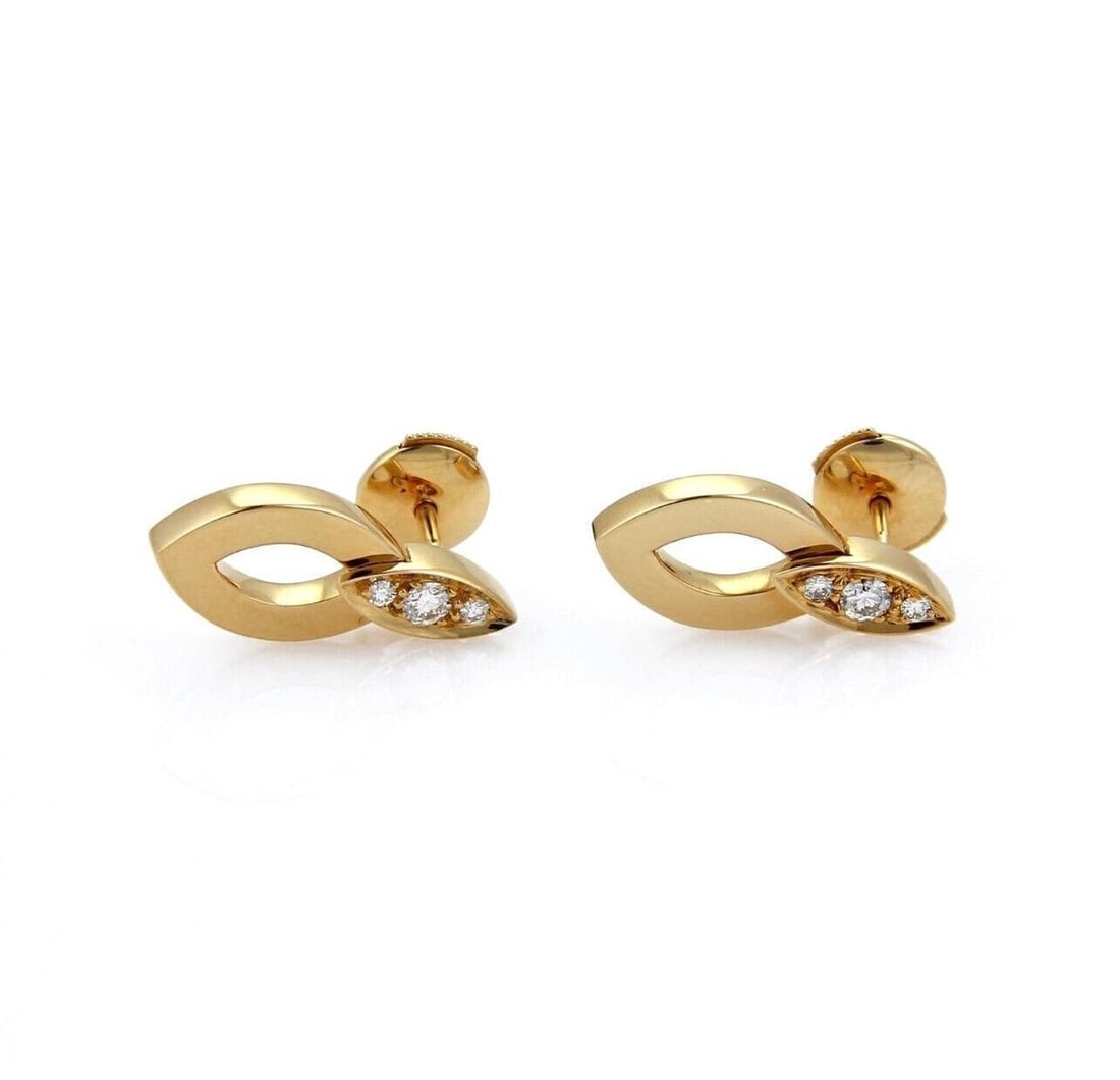 Cartier Diadea 18k Yellow Gold Diamond Stud Earrings with Polishing Paper: Cartier Diadea 18k Yellow Gold Diamond Stud Earrings with Polishing Paper Cartier Diadea stud earrings in 18k yellow gold, featuring natural diamonds and signed Cartier hallmarks. The earrings are ori