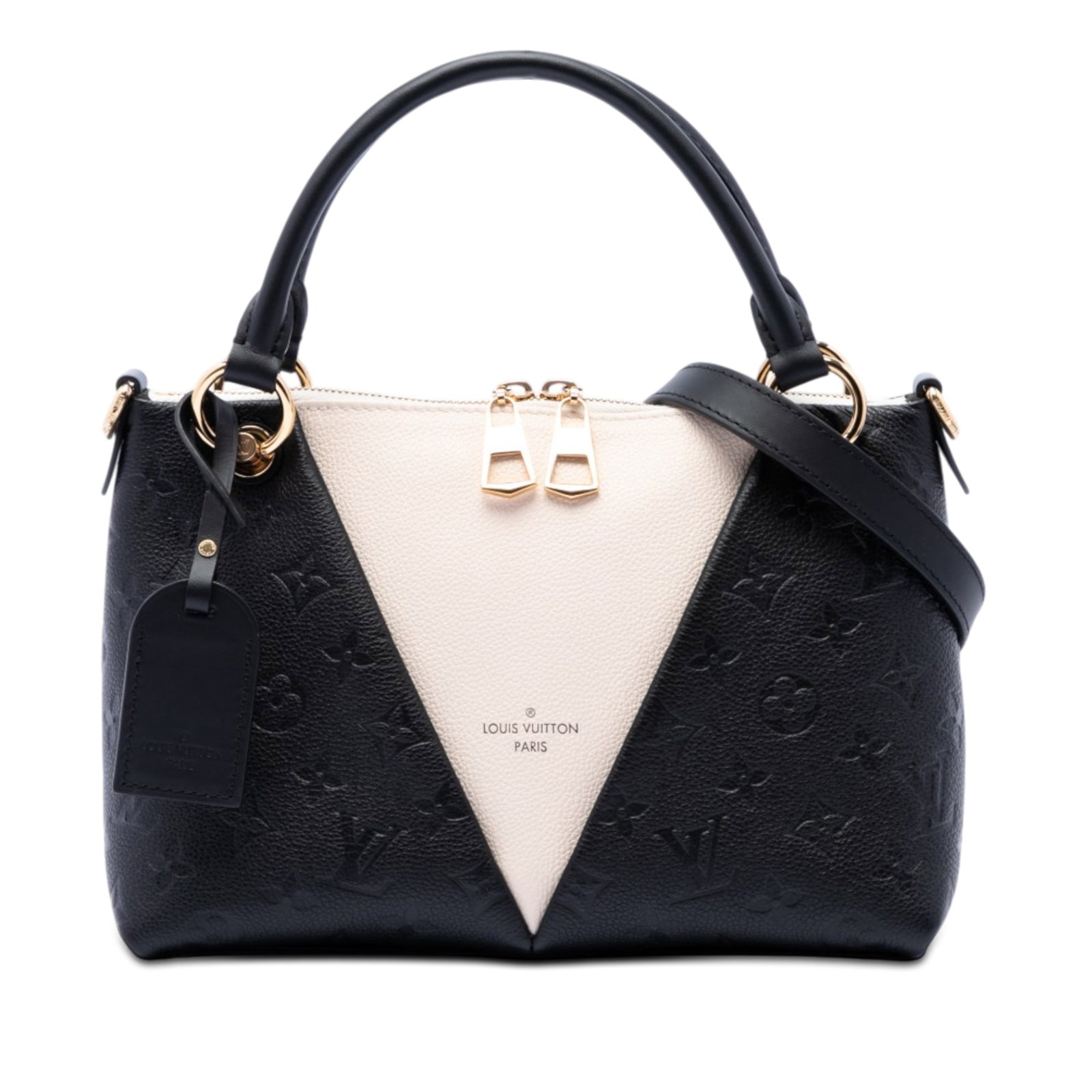 Louis Vuitton V Tote BB Monogram Empreinte Leather Handbag: Louis Vuitton V Tote BB Monogram Empreinte Leather Handbag The Louis Vuitton Monogram Empreinte V Tote BB is a compact bag crafted in monogram empreinte leather with rolled leather handles, a detachab
