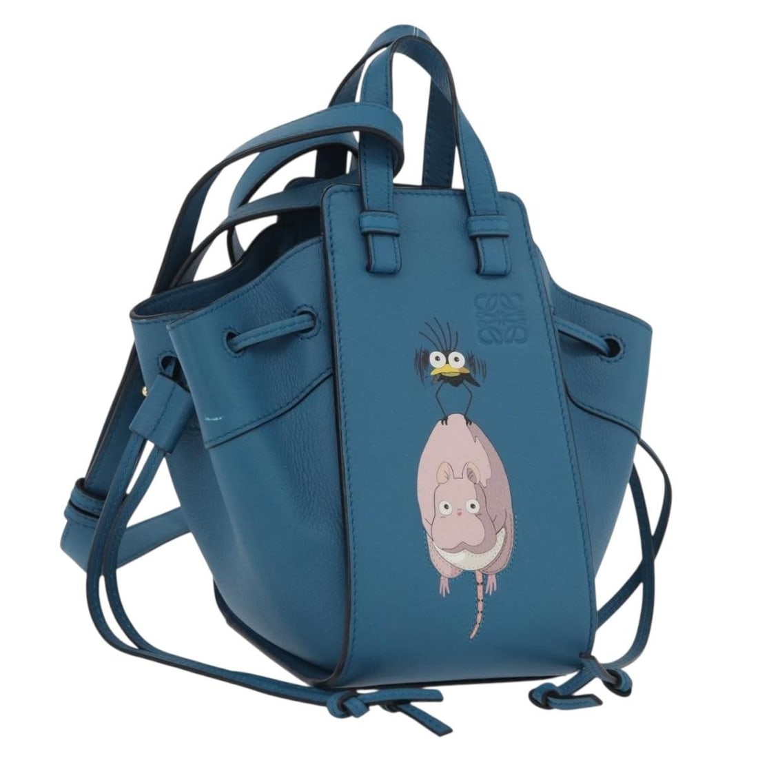 LOEWE Hammock Shoulder Bag Light Blue Leather Dust Bag Spain: LOEWE Hammock Shoulder Bag Light Blue Leather Dust Bag Spain LOEWE x Ghibli Spirited Away Hammock shoulder bag in light blue leather. It comes with a dust bag and was made in Spain. The bag is in exce