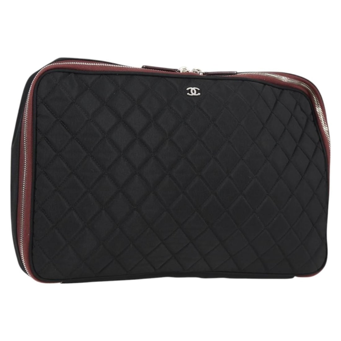CHANEL PC Case Black Nylon Silver CC Italy: CHANEL PC Case Black Nylon Silver CC Italy Chanel Matelasse PC case in black nylon with silver-tone CC detailing. Made in Italy, this women's case is offered in AB very good condition with slight rubb