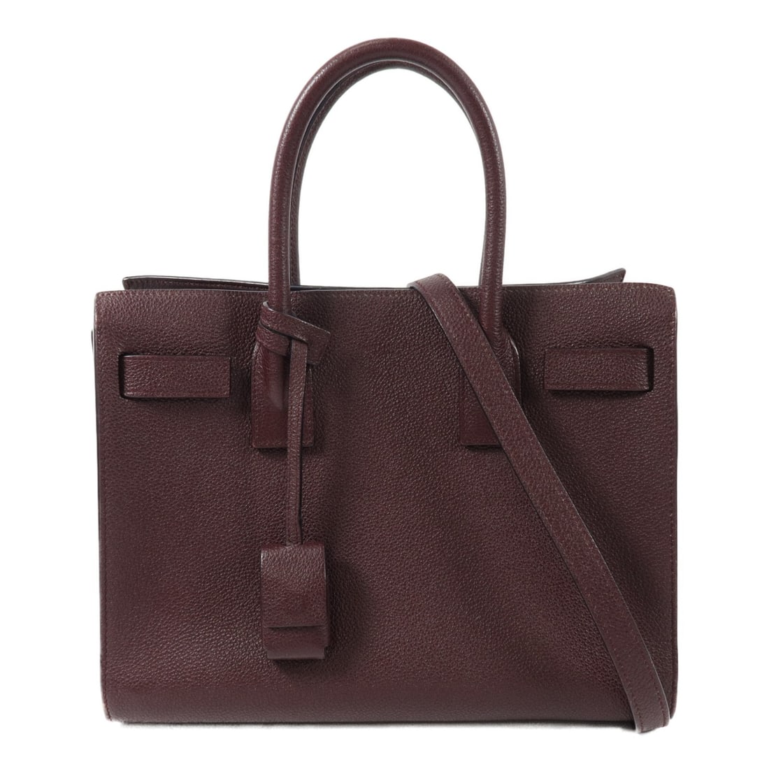 YVES SAINT LAURENT Sac De Jour Nano Calfskin 2 Way Bag TCT421863: YVES SAINT LAURENT Sac De Jour Nano Calfskin 2 Way Bag TCT421863 A YSL Sac De Jour Nano 2 Way Shoulder Bag in red and wine red calfskin (cowhide). It features a two-way carry design, an inside zip poc
