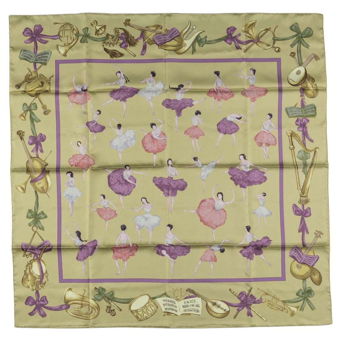 Hermes La Danse silk scarf in light green 35 in (1 of 5)