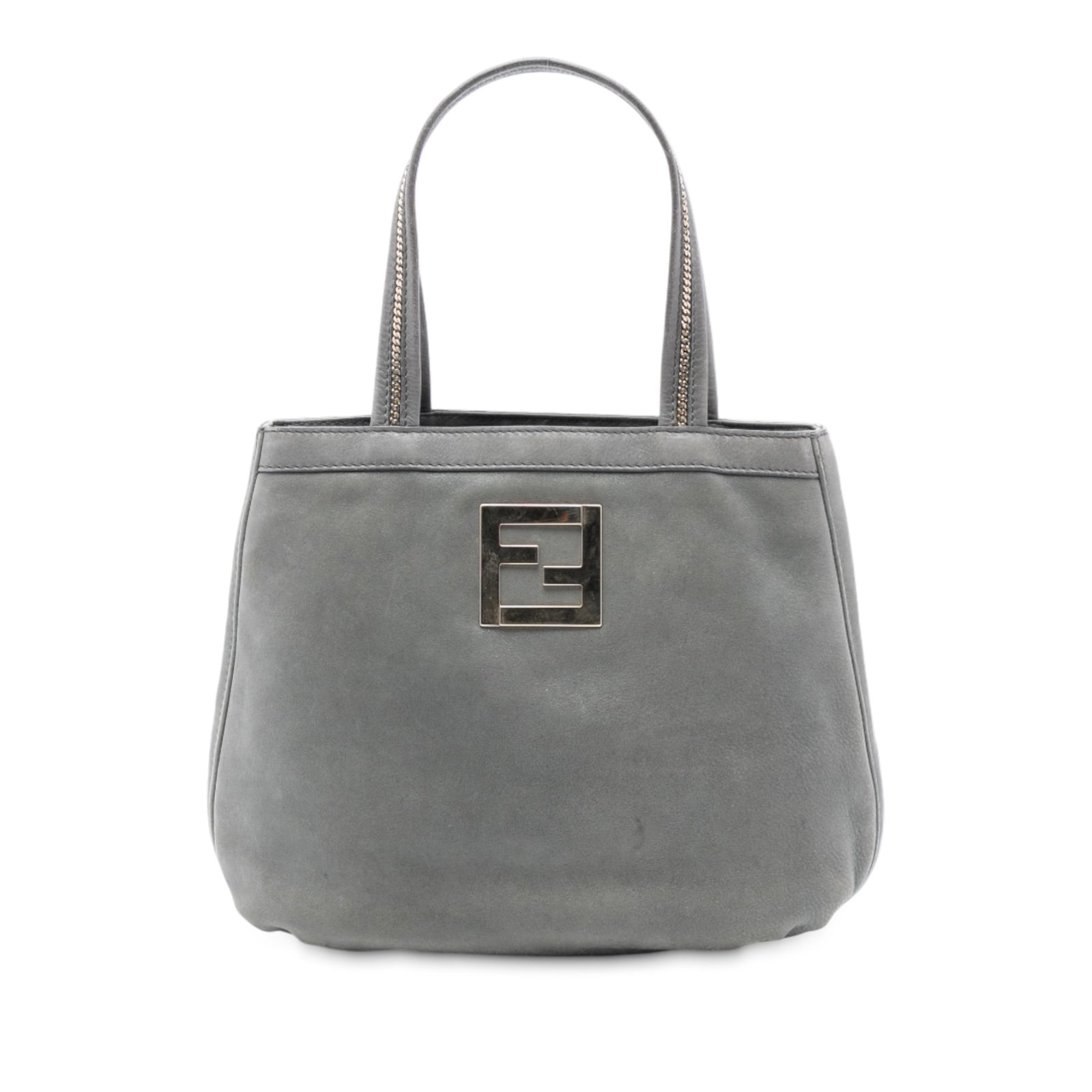 Fendi FF Chains Tote Bag in Gray Nubuck Leather with Chain Handles (1 of 7)