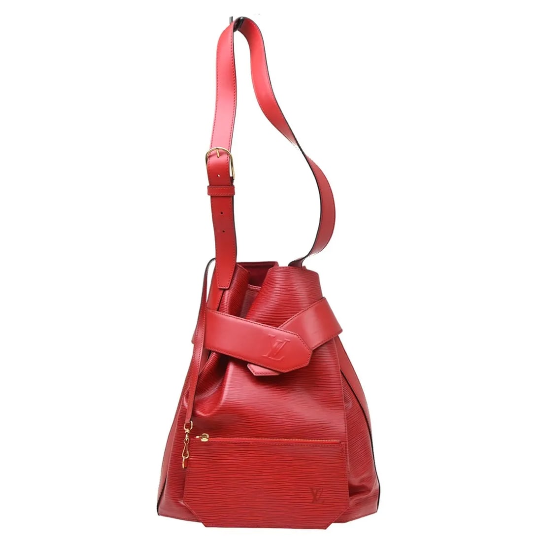 Louis Vuitton Sac d'Epaule Red Epi Leather Shoulder Bag: Louis Vuitton Sac d'Epaule Red Epi Leather Shoulder Bag Vintage Louis Vuitton Sac d'Epaule in red Epi leather. This unisex shoulder bag is made in France and is presented in good condition with visibl