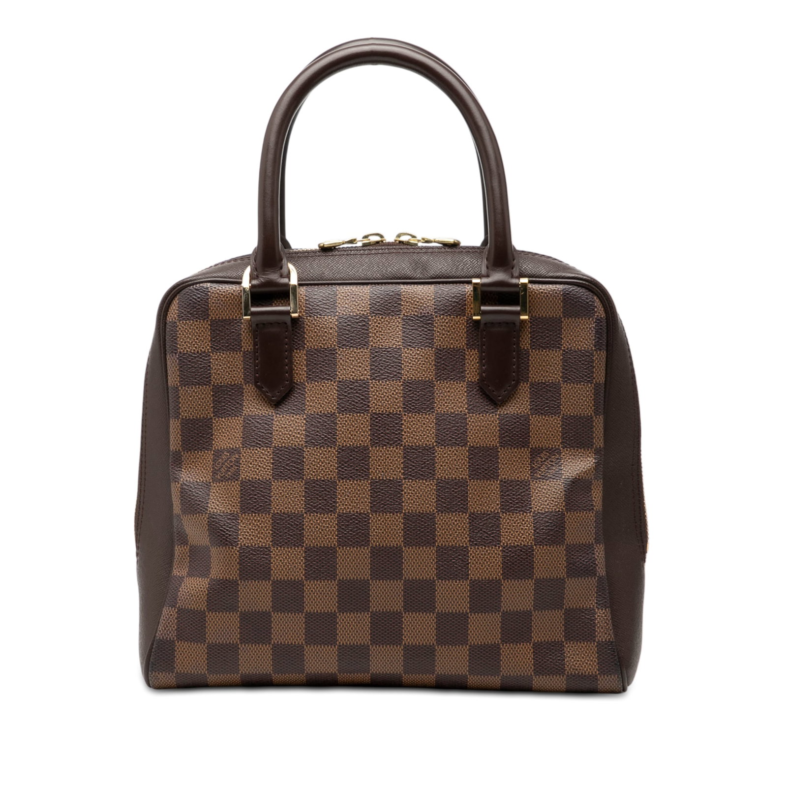 Brera Handbag in Damier Ebene Canvas with Leather Trim by Louis Vuitton: Brera Handbag in Damier Ebene Canvas with Leather Trim by Louis Vuitton The Louis Vuitton Damier Ebene Brera is crafted from signature Damier Ebene canvas with leather trim and rolled leather handles.
