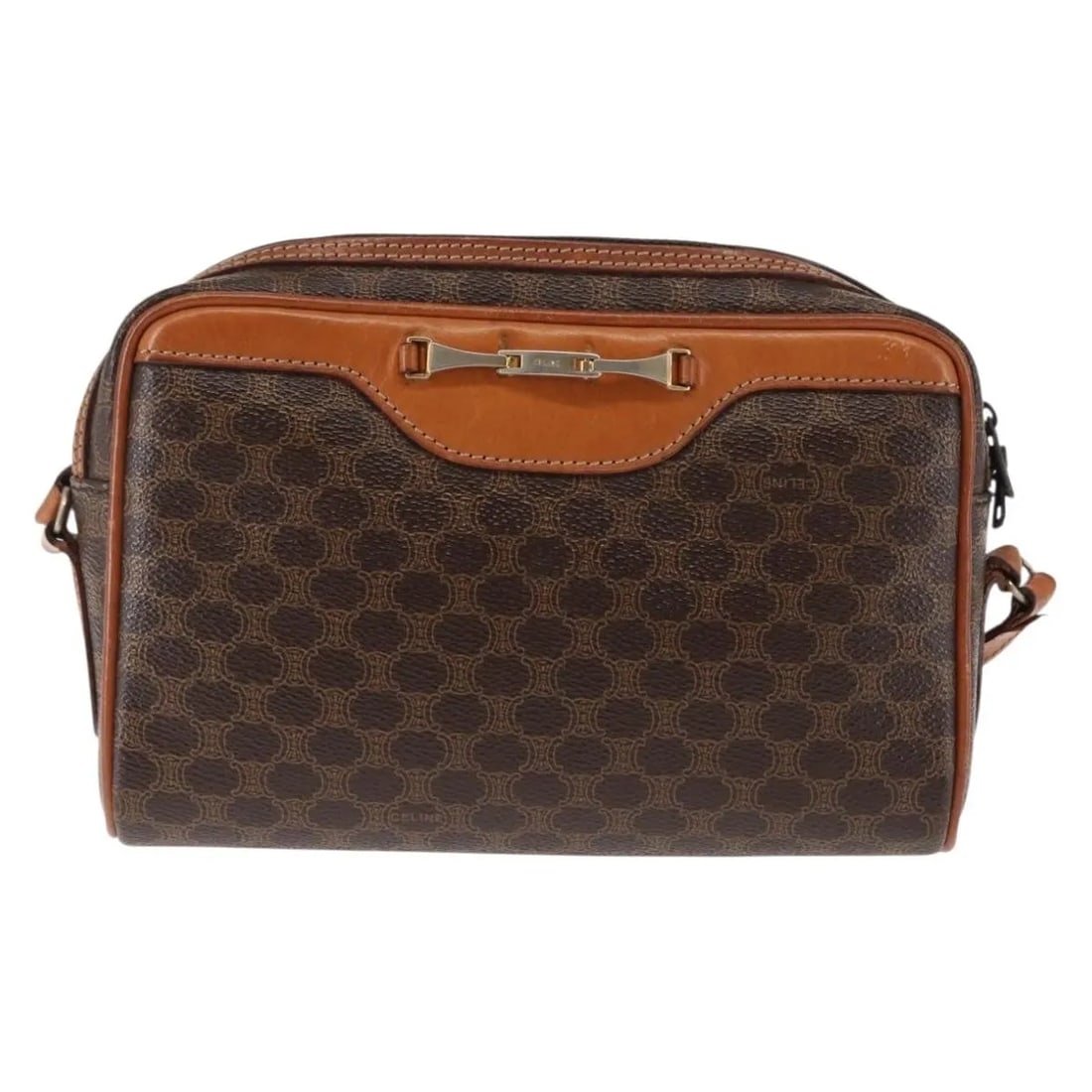 Brown Macadam Shoulder Bag by Celine in Canvas and Leather (1 of 18)
