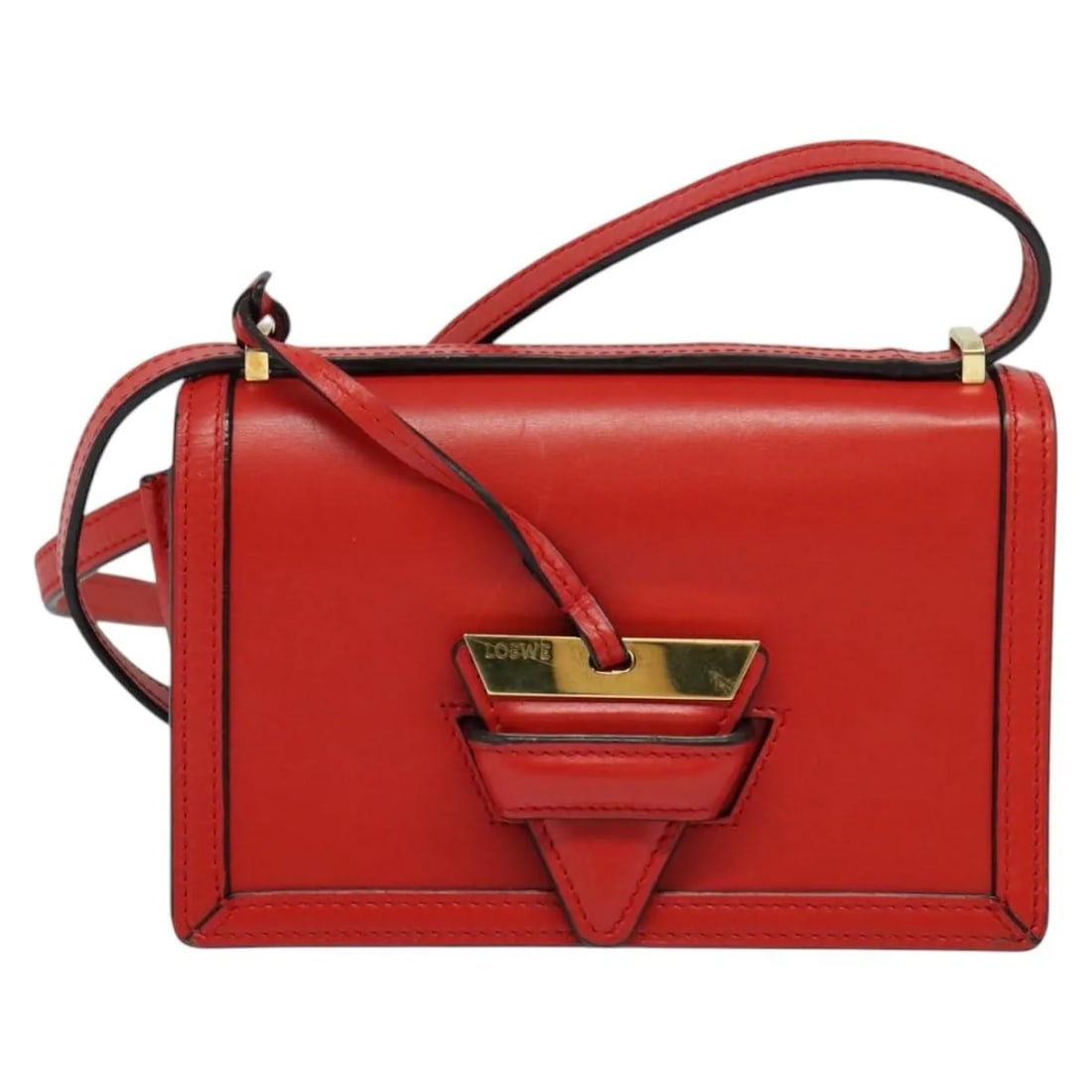 Red Leather Shoulder Bag Loewe Barcelona: Red Leather Shoulder Bag Loewe Barcelona The Loewe Barcelona Shoulder Bag features a red leather exterior and a structured silhouette. Designed for women, this shoulder bag includes a matching leather