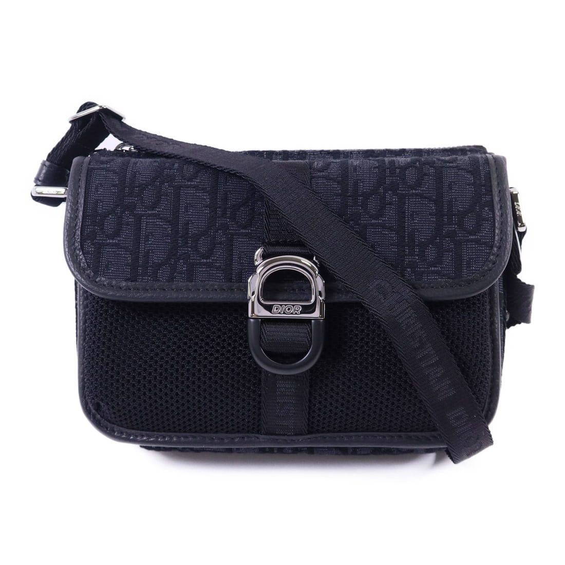 Dior Mini Dior 8 Canvas Shoulder Bag Black CD SHW: Dior Mini Dior 8 Canvas Shoulder Bag Black CD SHW A Christian Dior Mini Dior 8 shoulder bag in black canvas with silver-tone hardware. It features a flap-style exterior pocket and an adjustable should