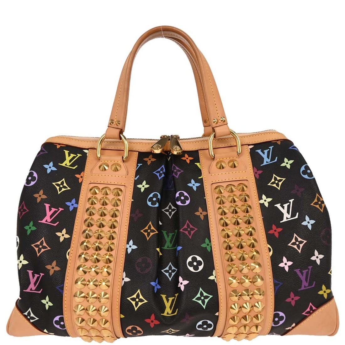 Louis Vuitton Courtney GM Black Multicolor Monogram Handbag M40261: Louis Vuitton Courtney GM Black Multicolor Monogram Handbag M40261 Louis Vuitton Courtney GM handbag in black multicolor with monogram multicolor canvas and leather. The bag is made in Spain and featu