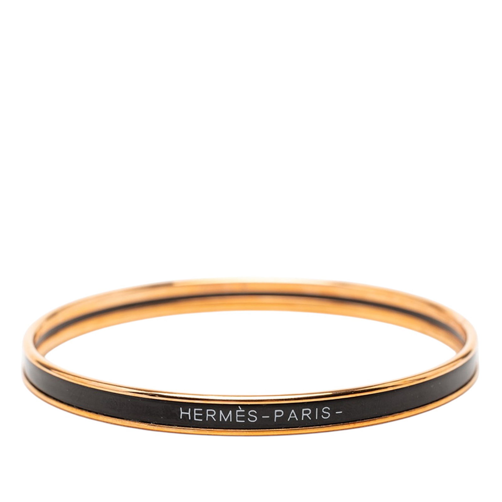 Hermes black enamel gold plated Uni Bangle 62 (1 of 7)