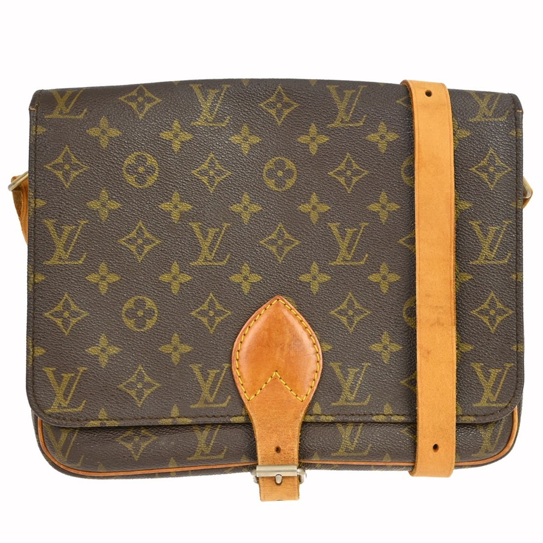 Louis Vuitton Cartouchiere GM Monogram Crossbody Shoulder Bag M51252: Louis Vuitton Cartouchiere GM Monogram Crossbody Shoulder Bag M51252 Vintage Louis Vuitton Cartouchiere GM shoulder bag in brown Monogram canvas with leather trim and an adjustable crossbody strap. Th