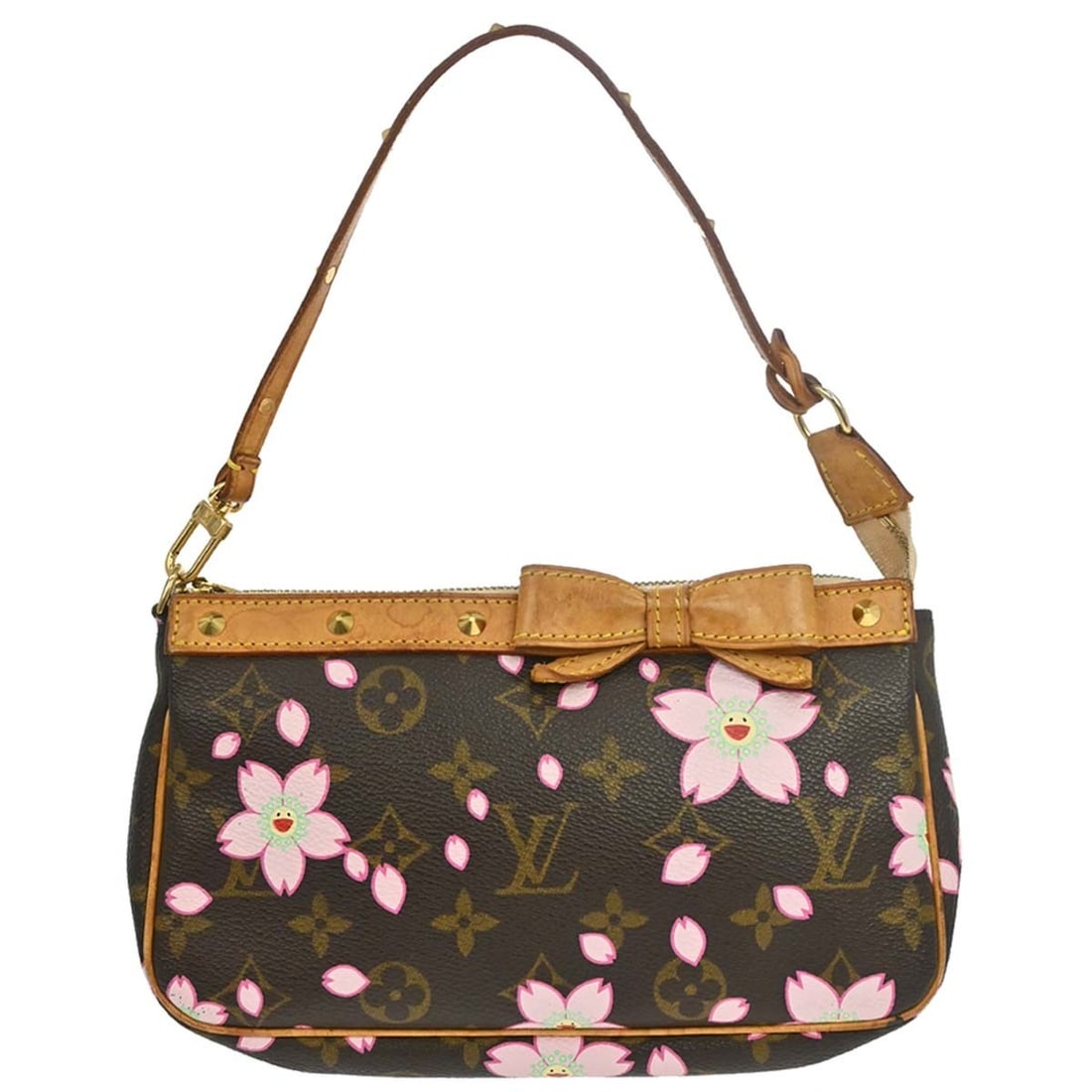 Louis Vuitton Pochette Accessoires Cherry Blossom Monogram Bag M92006: Louis Vuitton Pochette Accessoires Cherry Blossom Monogram Bag M92006 This Louis Vuitton Pochette Accessoires handbag features the Monogram Cherry Blossom pattern on canvas and leather, with a zip clo