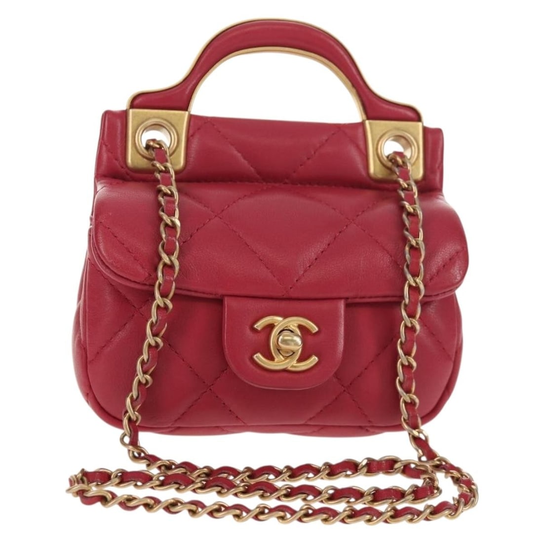 CHANEL CC Matelasse Lamb Skin Shoulder Bag Pink Gold: CHANEL CC Matelasse Lamb Skin Shoulder Bag Pink Gold A CHANEL Matelasse chain shoulder bag crafted in lamb skin with a pink and gold exterior. Made in France, this women's shoulder bag measures approx