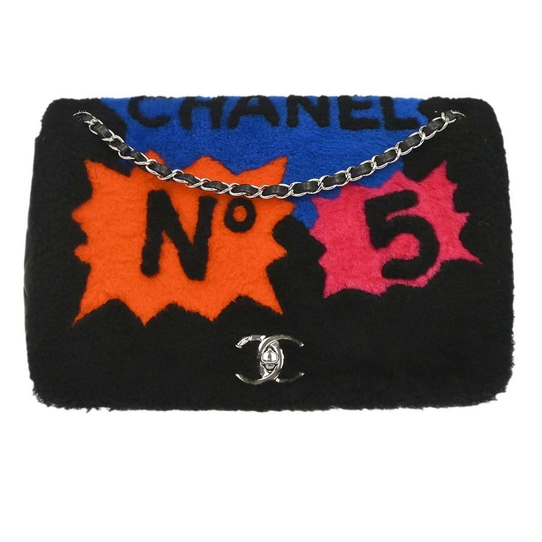 CHANEL Turnlock Full Flap Shoulder Bag Black Quilted Wool: CHANEL Turnlock Full Flap Shoulder Bag Black Quilted Wool Chanel No.5 Turnlock Full Flap shoulder bag in black wool with a quilted finish and leather lining. This medium shoulder bag features a turn l