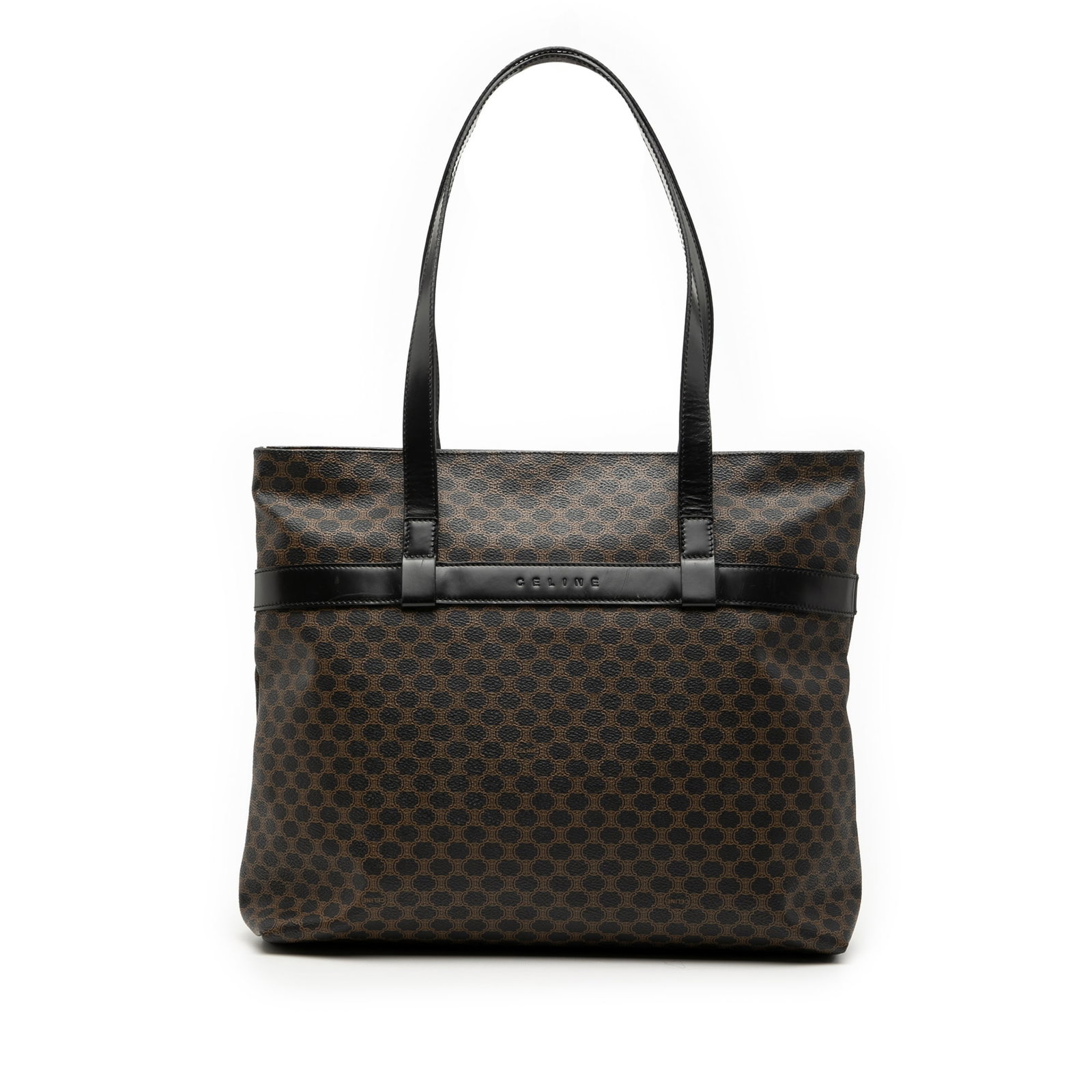 Celine Macadam Black Coated Canvas Tote with Leather Trim (1 of 7)