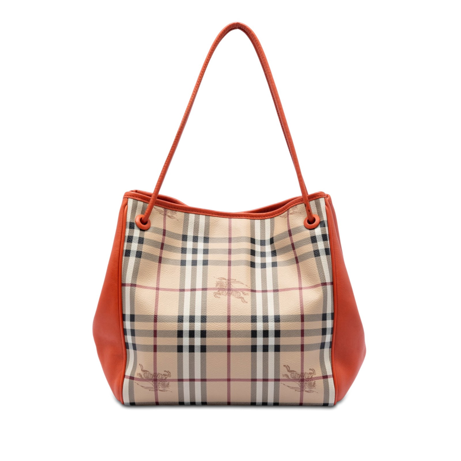 Burberry Canterbury Tote Small Haymarket Check Coated Canvas Calfskin: Burberry Canterbury Tote Small Haymarket Check Coated Canvas Calfskin A Burberry Small Haymarket Check Canterbury Tote made with a coated canvas body, leather trim, and rolled leather straps. It has a