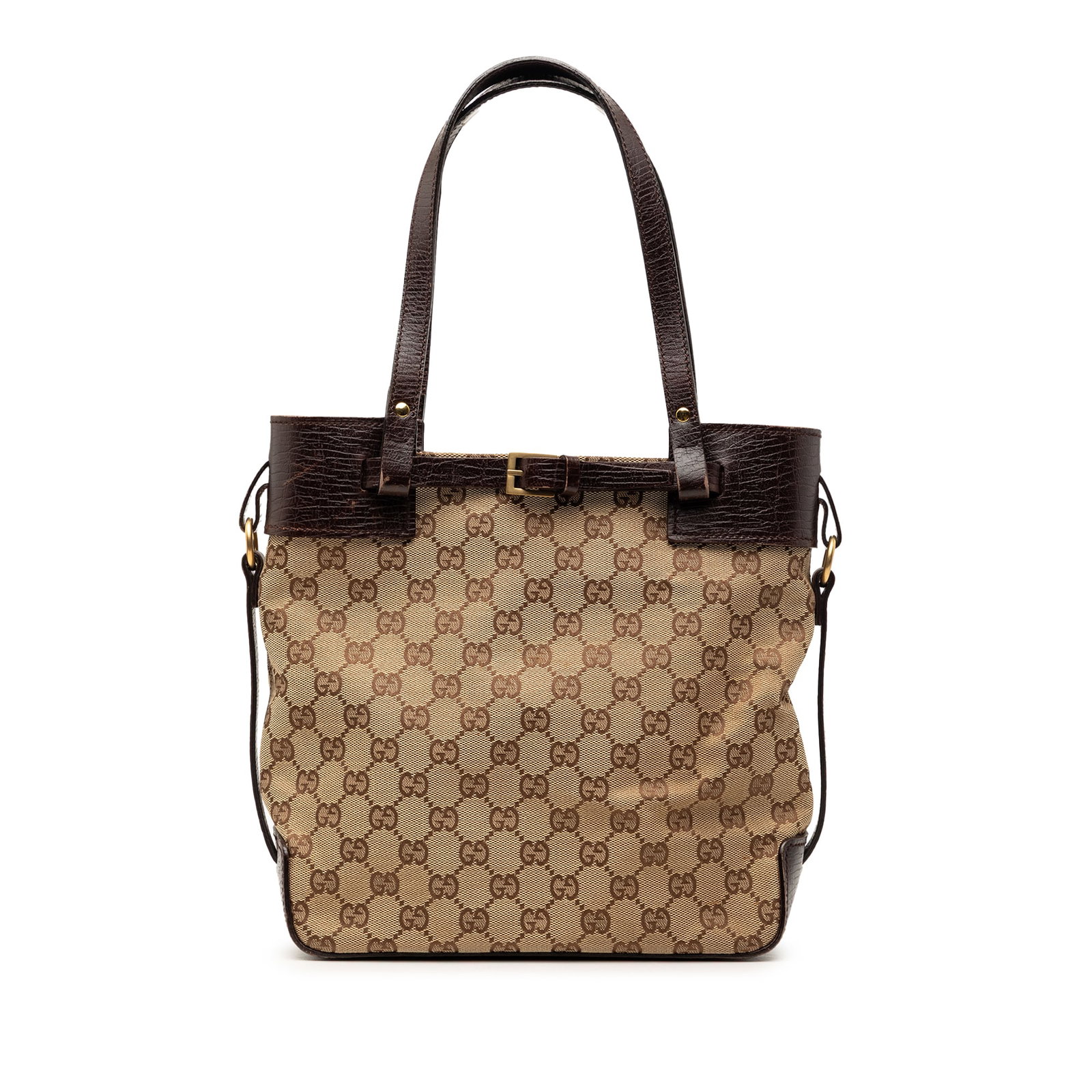 Gucci beige canvas tote with leather trim and magnetic closure (1 of 7)