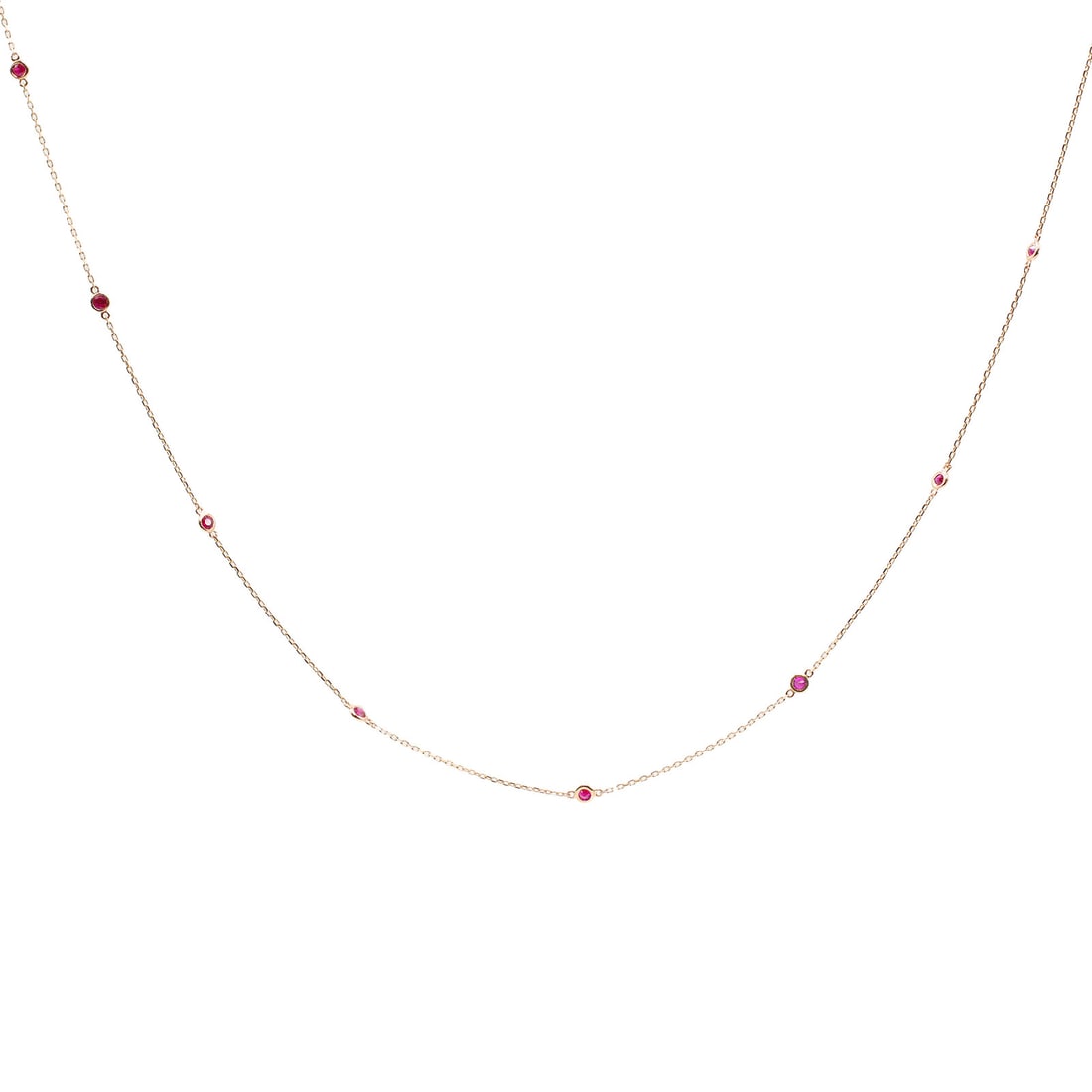 Rachel Koen 36 Inch Ruby by the Yard Necklace 14K Rose Gold 2.02cttw (1 of 5)