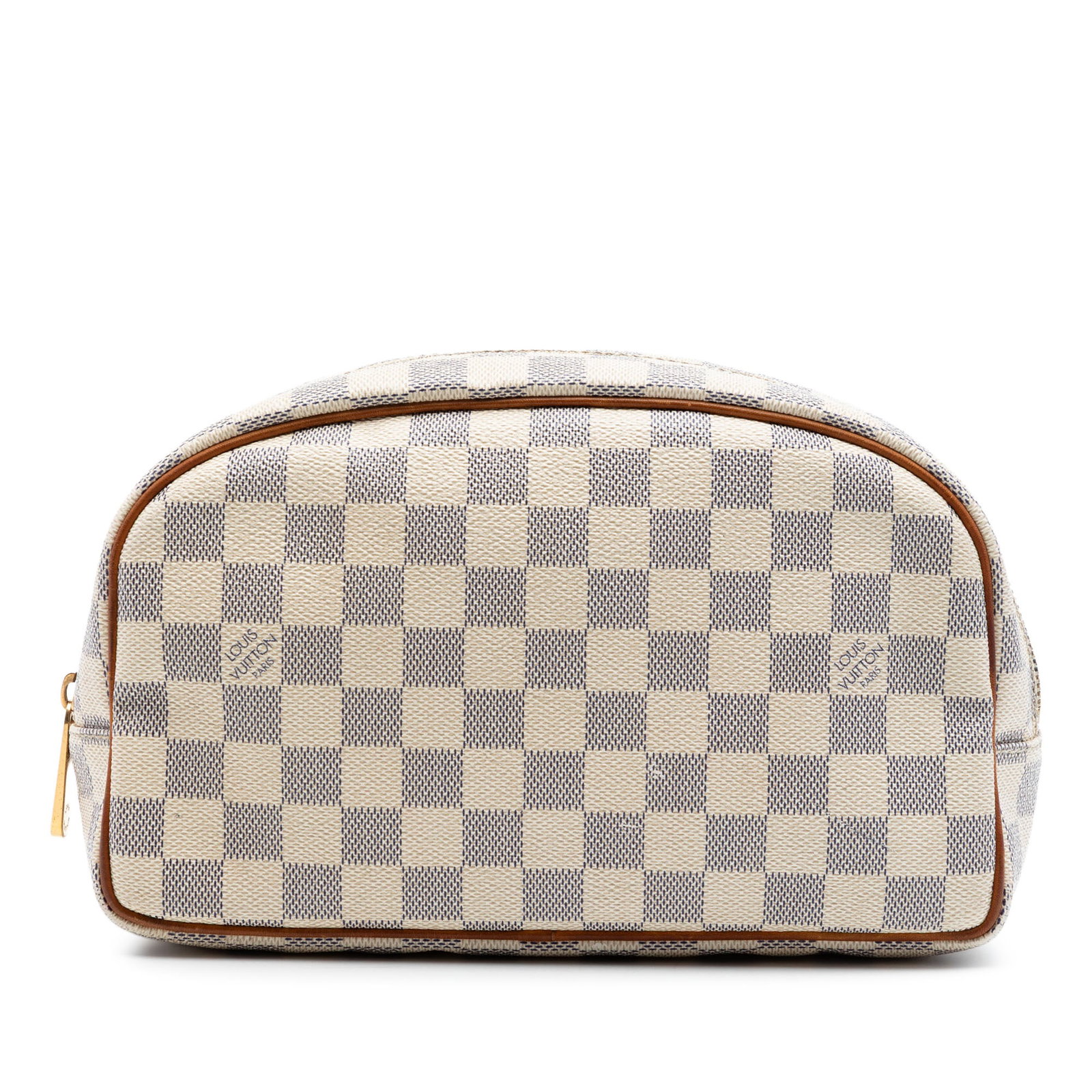 Louis Vuitton Damier Azur clutch pouch 25: Louis Vuitton Damier Azur clutch pouch 25 This Louis Vuitton Damier Azur Toiletry Pouch 25 features the signature Damier Azur canvas in a clutch bag design with a top zip closure and an interior zip p