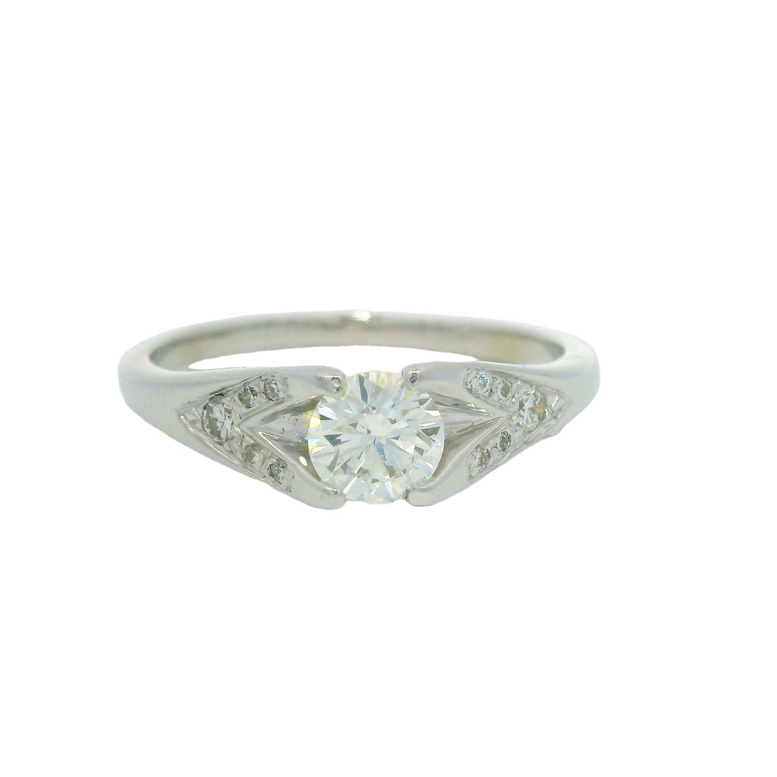 18k White Gold EGL .70ctw Diamond Solitaire Engagement Ring: 18k White Gold EGL .70ctw Diamond Solitaire Engagement Ring This exquisite engagement ring features a stunning 18k white gold band adorned with a dazzling .70 carat total weight of diamonds. The cente