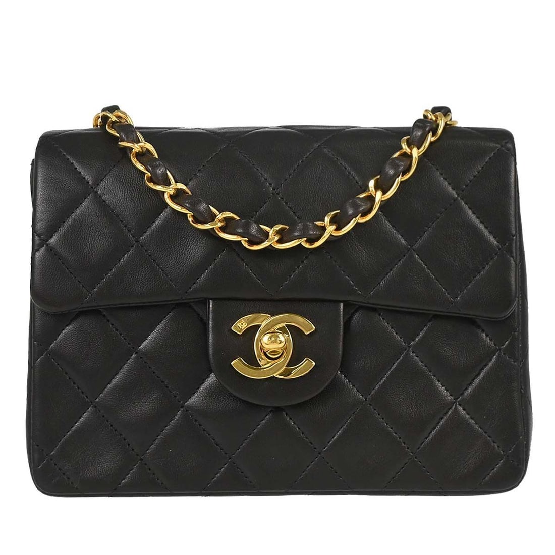CHANEL Classic Flap Mini Square Lambskin Shoulder Bag Black (1 of 15)
