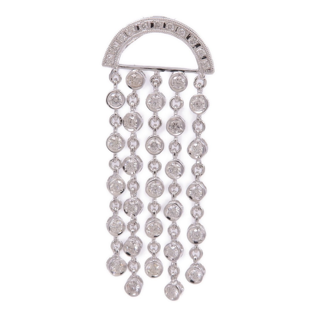 18K White Gold Diamond Pendant Top by JEWELRY: 18K White Gold Diamond Pendant Top by JEWELRY A women's pendant top made of K18WG white gold with diamond accents. It has a clear color and measures 42 mm x 17 mm (16.5" x 6.7"). The piece weighs 4.6 