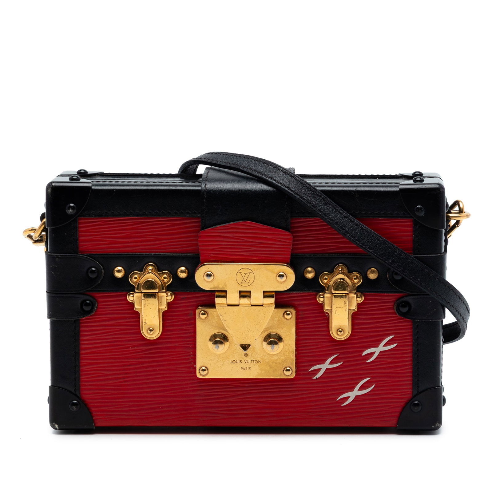 Louis Vuitton Epi Petit Malle Leather Crossbody Bag Red: Louis Vuitton Epi Petit Malle Leather Crossbody Bag Red Louis Vuitton Epi Petit Malle bag in red leather, made in France. It features a leather body with leather trim, a detachable and adjustable flat
