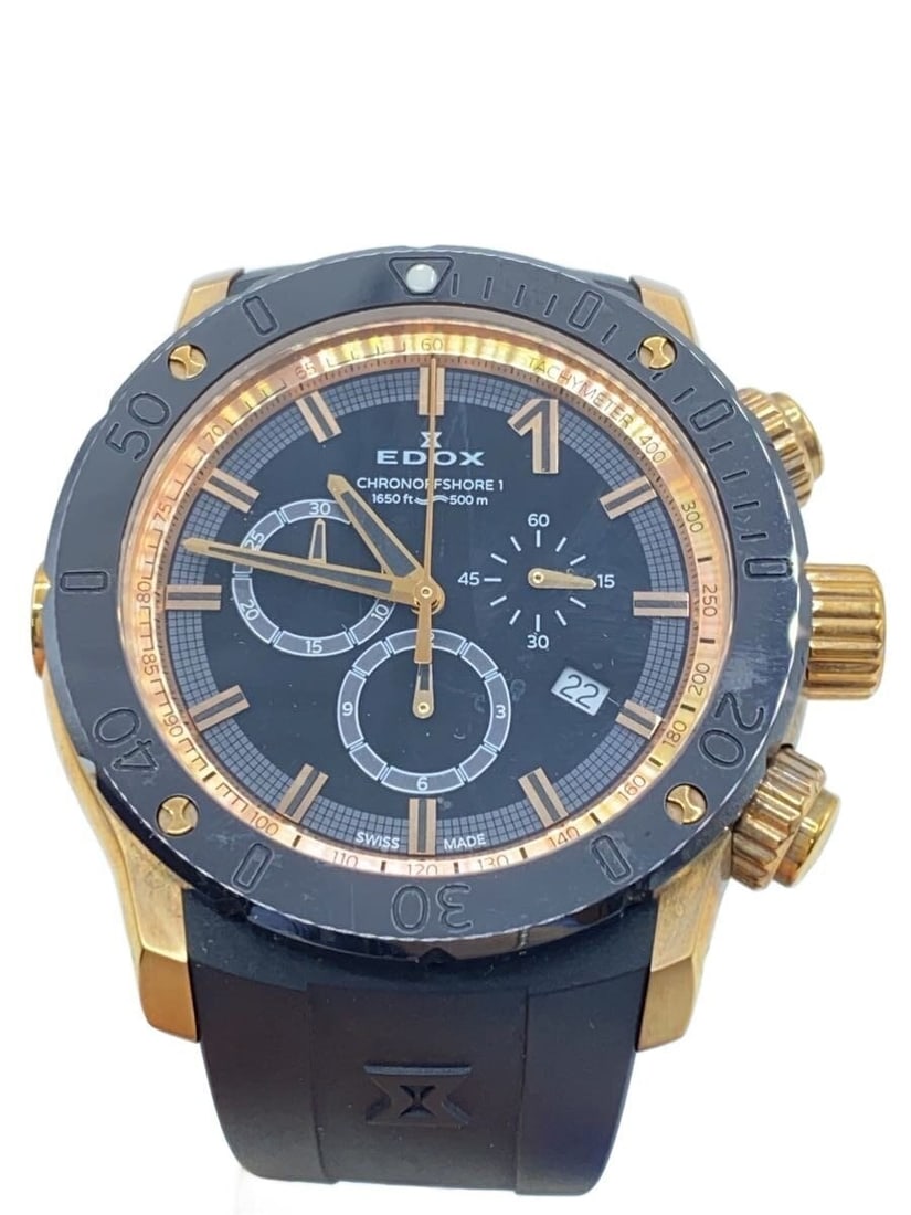 EDOX ChronoOffshore 1 10221 Swiss Men's Wristwatch: EDOX ChronoOffshore 1 10221 Swiss Men's Wristwatch This EDOX ChronoOffshore 1 men's wristwatch features a Swiss-made design and is crafted for reliable performance. The timepiece is in slightly used c