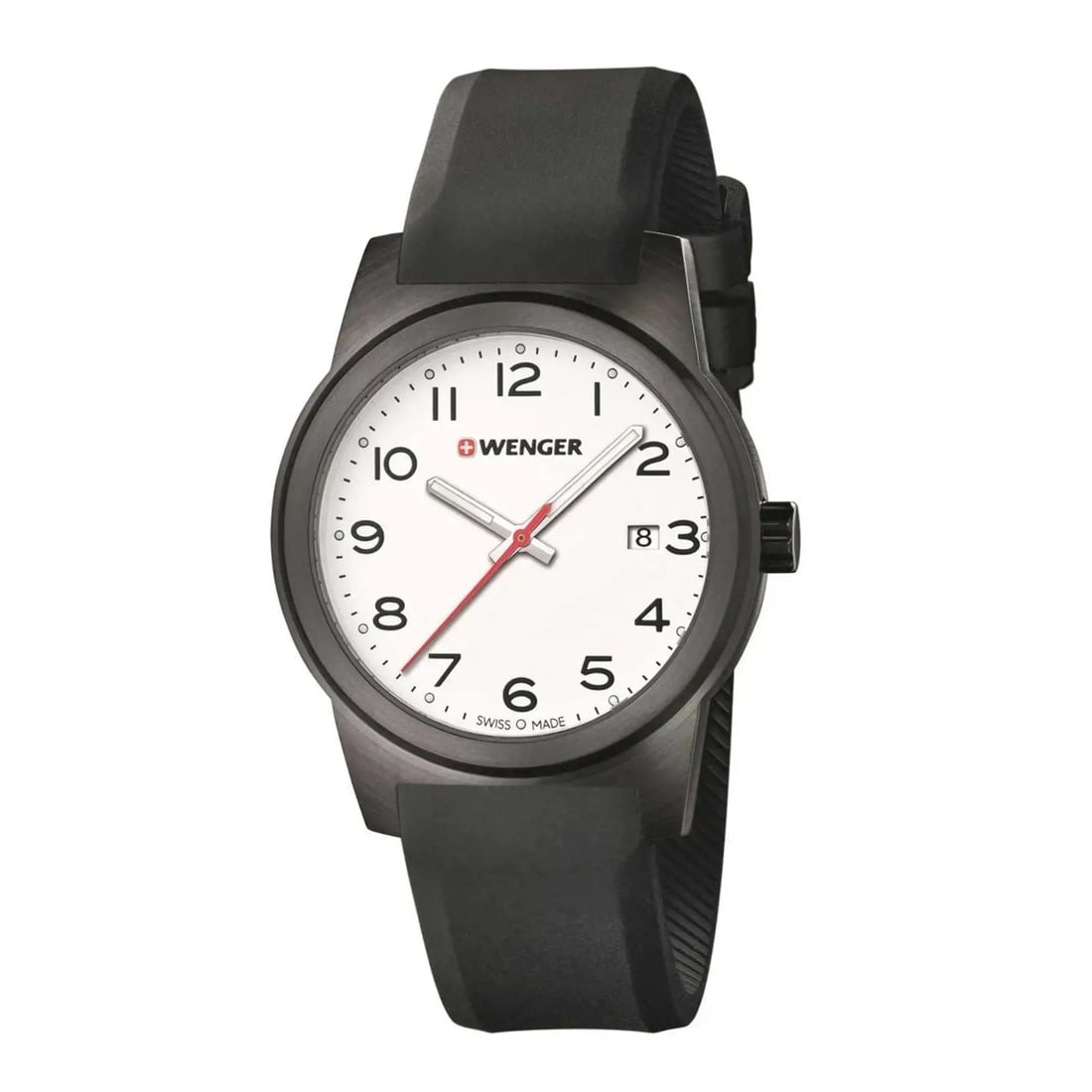 Wenger Field 41mm Quartz Men Watch Black Bezel White Dial (1 of 4)