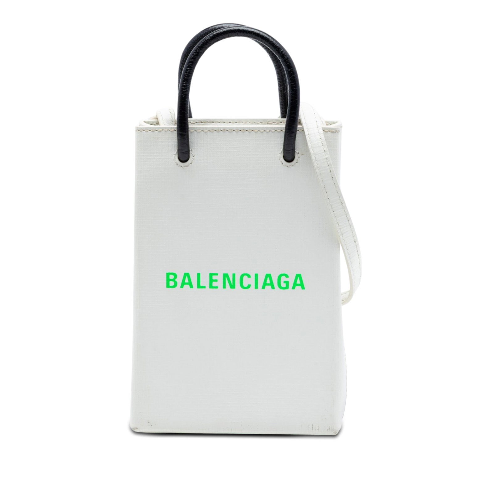 Balenciaga Mini Shopping Phone Holder White Calfskin Leather Bag (1 of 6)