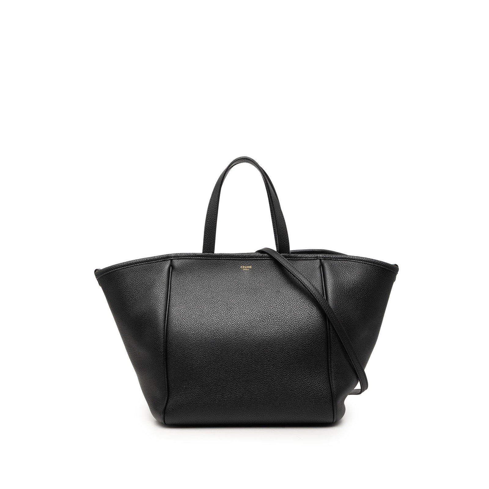 Celine Folded Cabas Small Grained Calfskin Leather Tote Black (1 of 8)