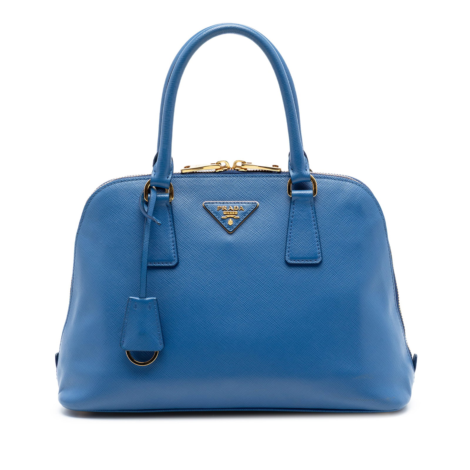 Prada Promenade Medium Saffiano Lux Leather Satchel Blue: Prada Promenade Medium Saffiano Lux Leather Satchel Blue Prada Medium Saffiano Lux Promenade Satchel in blue, made in Italy. This bag features a saffiano leather body, rolled leather handles, a top zi