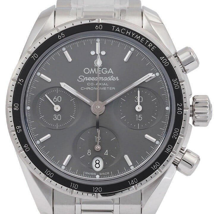 OMEGA Speedmaster 38 mens stainless steel chronograph watch 32430385006001: OMEGA Speedmaster 38 mens stainless steel chronograph watch 32430385006001 OMEGA Speedmaster 38 men's wristwatch, model 32430385006001, made in Switzerland. It features a stainless steel case and band