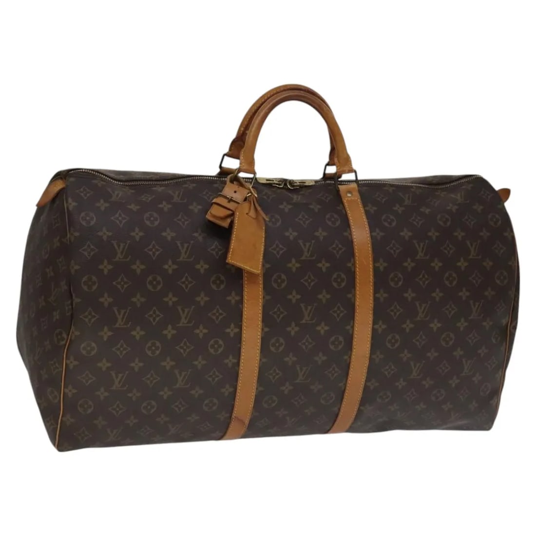 Louis Vuitton Monogram Canvas Keepall Travel Bag 60cm x 30cm x 26cm: Louis Vuitton Monogram Canvas Keepall Travel Bag 60cm x 30cm x 26cm This Louis Vuitton Keepall Bag features the iconic Monogram Canvas in brown and is designed for unisex use. The bag is crafted in Fr