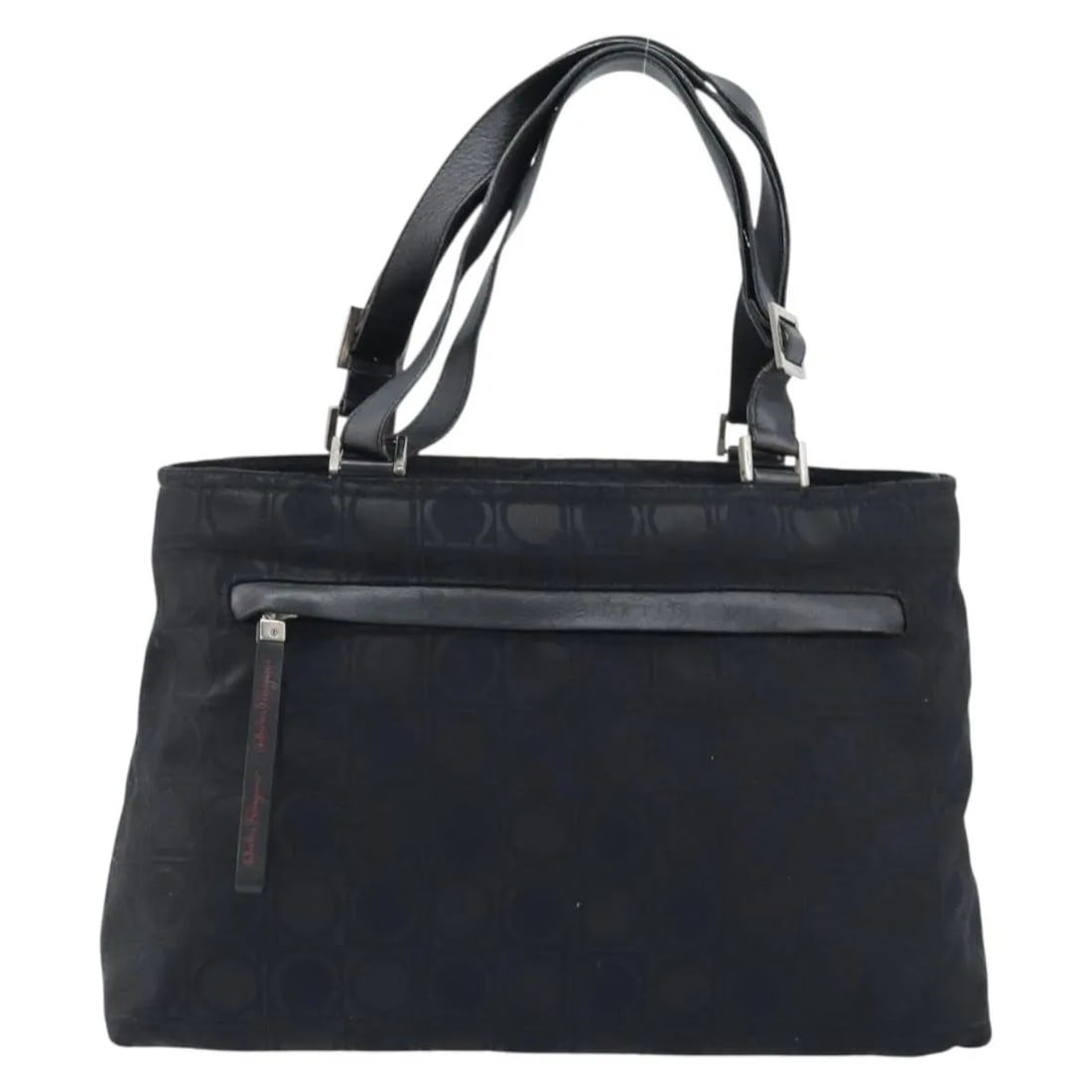 Salvatore Ferragamo Gancini Tote Black Nylon Handbag: Salvatore Ferragamo Gancini Tote Black Nylon Handbag Salvatore Ferragamo Gancini Tote in black nylon with a structured everyday silhouette. This women's tote is made in Italy and shows good overall co