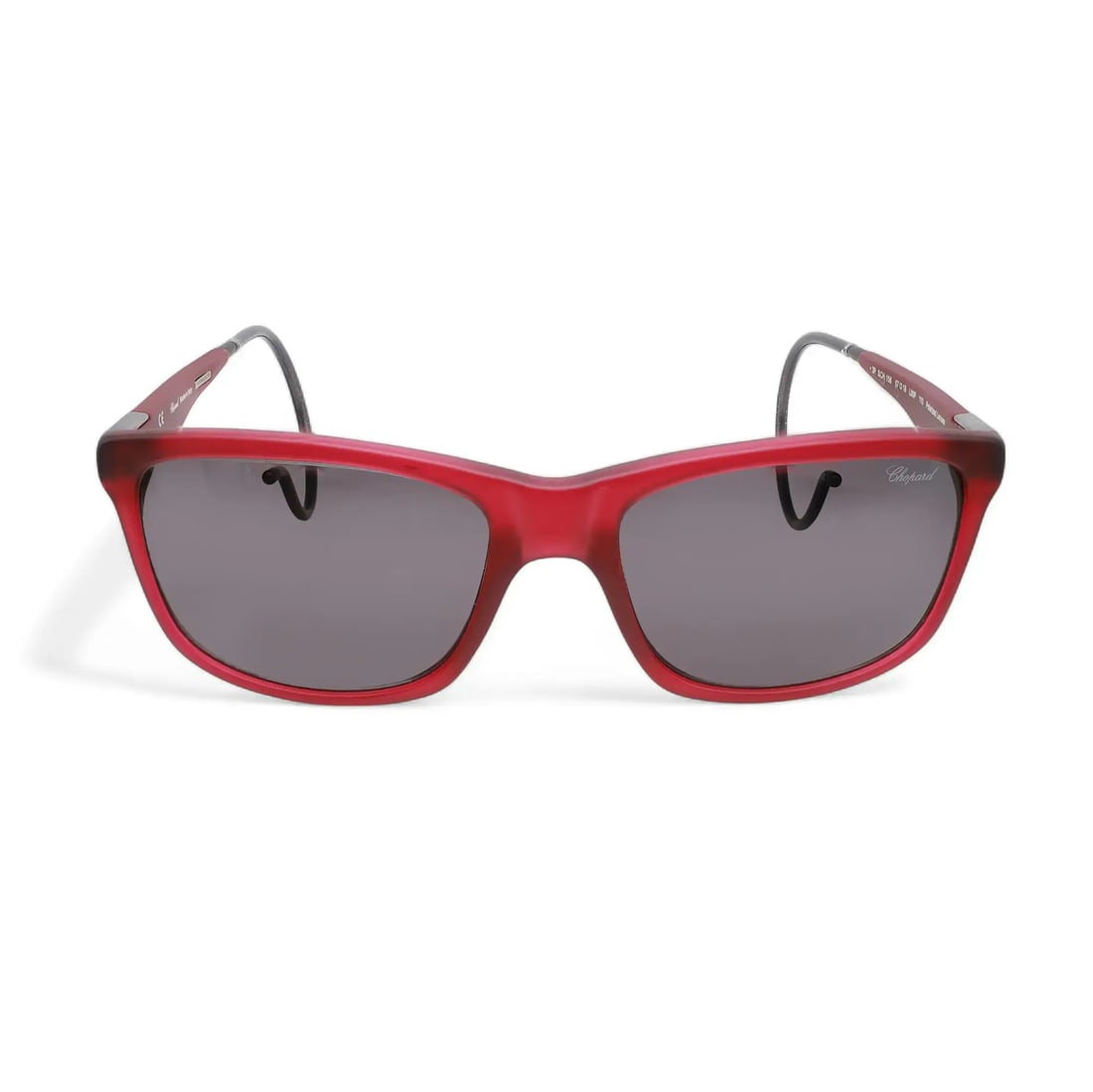 Chopard 95221-0275 claret acetate polarized rectangle sunglasses: Chopard 95221-0275 claret acetate polarized rectangle sunglasses These Chopard sunglasses, model 95221-0275, feature a claret transparent acetate rectangular frame with brushed bakelite color temples 
