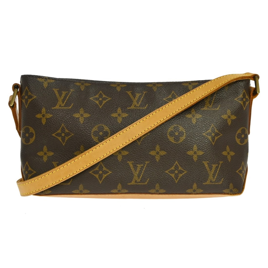 Louis Vuitton Trotteur Monogram Canvas Crossbody Bag M51240: Louis Vuitton Trotteur Monogram Canvas Crossbody Bag M51240 Vintage Louis Vuitton Trotteur shoulder bag in brown Monogram canvas with leather trim and an adjustable leather strap. This medium crossbod