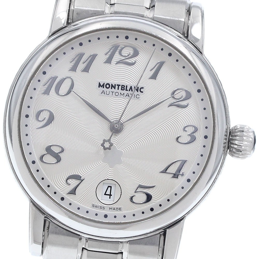 Montblanc Meisterstuck 7042 automatic date men's wristwatch: Montblanc Meisterstuck 7042 automatic date men's wristwatch This Montblanc Meisterstuck Date men's wristwatch, reference 7042, features a stainless steel case and bracelet with a silver dial. The watc